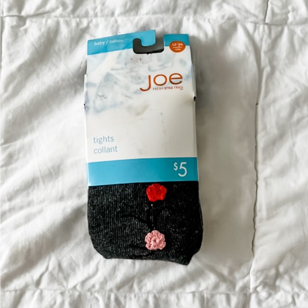 4/$20 Grey Tights with Flower designs | Joe Fresh | 12-24 months